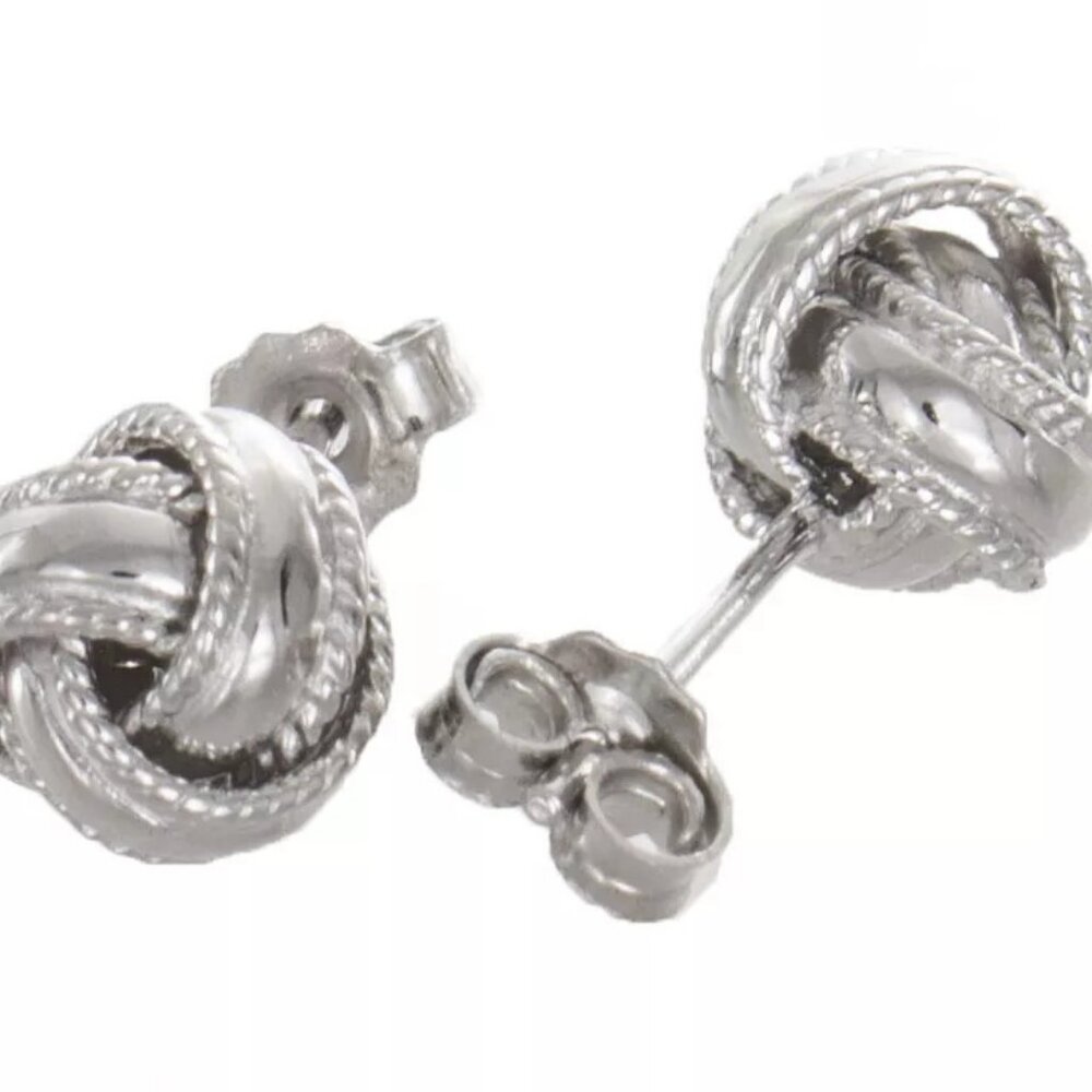 NEW Sterling Silver Round Knot Shape Women's Earrings 7mm